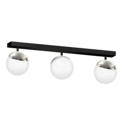Sklep Kaja Lampa sufitowa na podłużnej listwie, trzy klosze MLP8873 z serii SFERA | Kaja Oś chrom Outlet