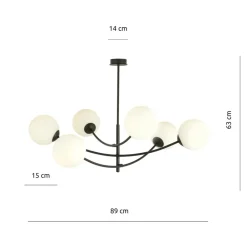Sklep Kaja Lampa sufitowa o obłych kształtach, białe kule 1102/6 HUNTER | Kaja New