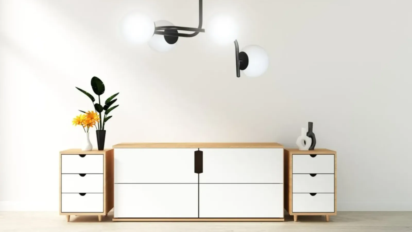 Sklep Kaja Lampa sufitowa o obłym kształcie, białe klosze 1030/4A KALF | Kaja Discount