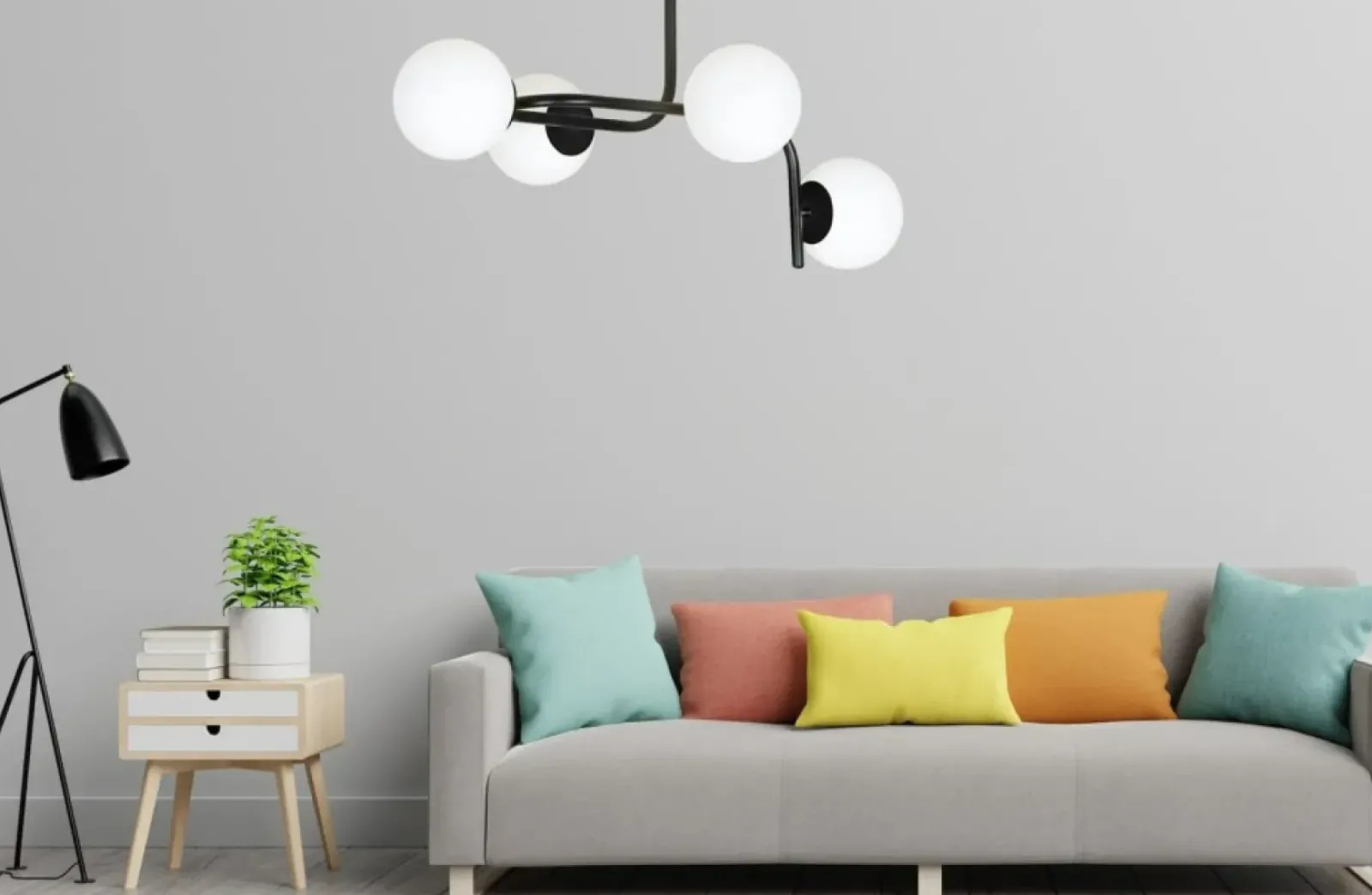Sklep Kaja Lampa sufitowa o obłym kształcie, białe klosze 1030/4A KALF | Kaja Discount