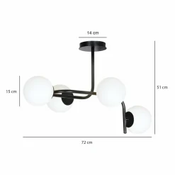Sklep Kaja Lampa sufitowa o obłym kształcie, białe klosze 1030/4A KALF | Kaja Discount