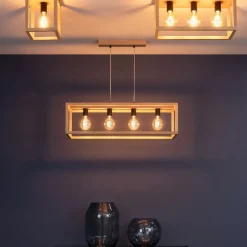 Sklep Kaja Lampa sufitowa w stylu boho, drewniana skrzynka 9154374 KAGO | Kaja* Plafony Nowoczesne