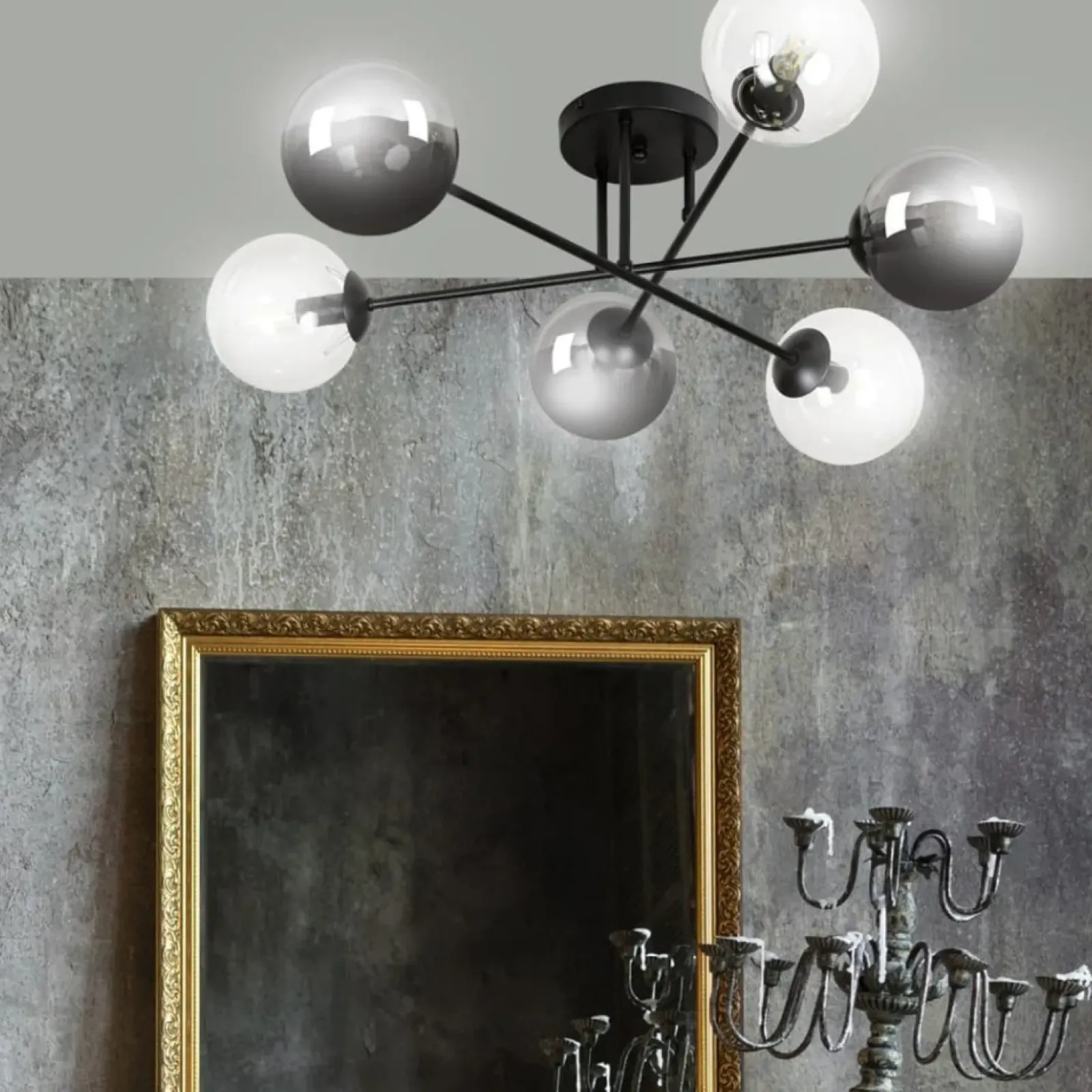 Sklep Kaja Lampa sufitowa z 2 rodzajami kulistych kloszy 834/6B1 | Kaja New