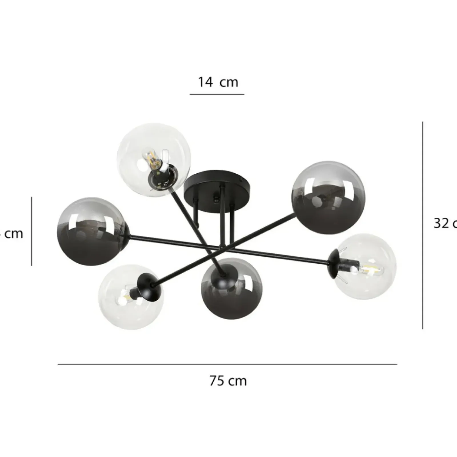 Sklep Kaja Lampa sufitowa z 2 rodzajami kulistych kloszy 834/6B1 | Kaja New