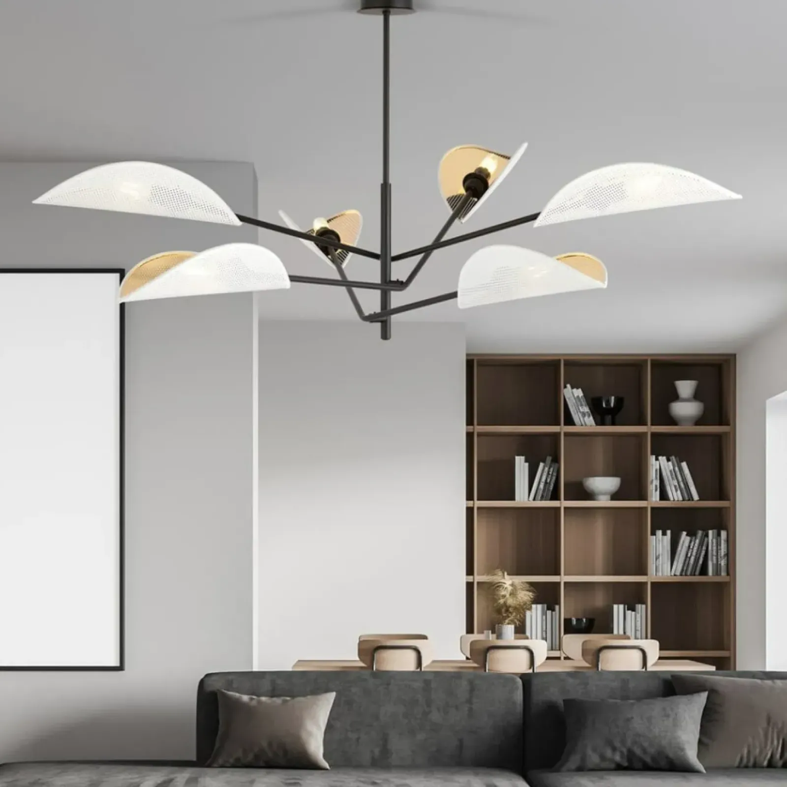 Sklep Kaja Lampa sufitowa z biało-złotymi abażurami 1159/6 VENE | Kaja New