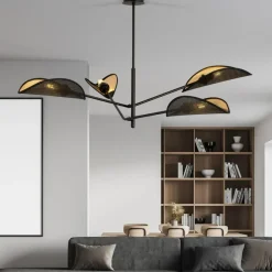 Sklep Kaja Lampa sufitowa z czarno-złotymi abażurami 1158/4 VENE | Kaja Fashion