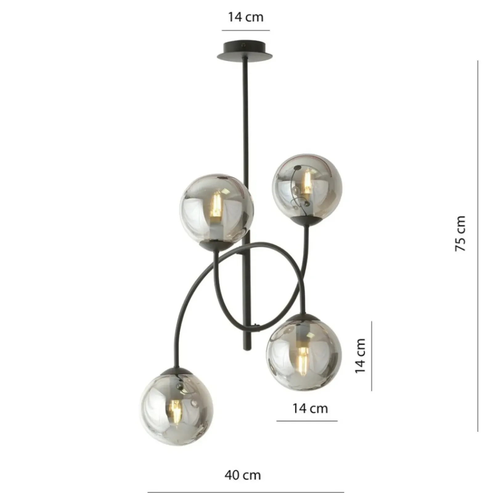 Sklep Kaja Lampa sufitowa z czterema kloszami w kolorze 1287/4B z serii ARCHI Best