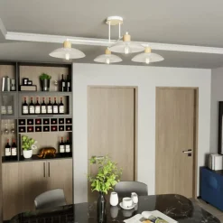 Sklep Kaja Lampa sufitowa z drewnianymi oprawkami 1319/4 KOBE | Kaja Oświetlenie biały Clearance