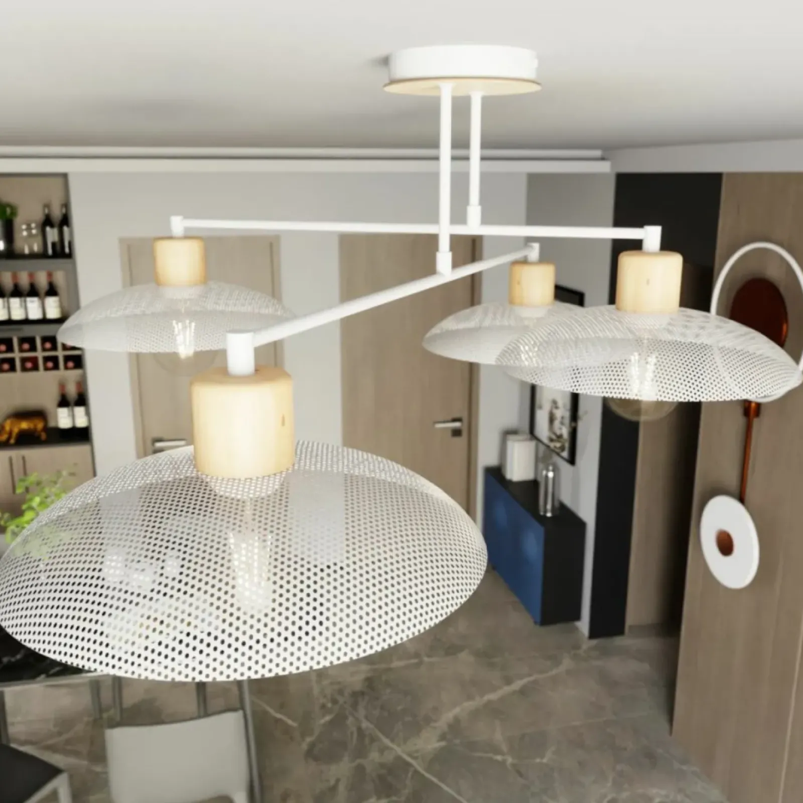 Sklep Kaja Lampa sufitowa z drewnianymi oprawkami 1319/4 KOBE | Kaja Oświetlenie biały Clearance
