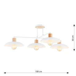 Sklep Kaja Lampa sufitowa z drewnianymi oprawkami 1319/4 KOBE | Kaja Oświetlenie biały Clearance