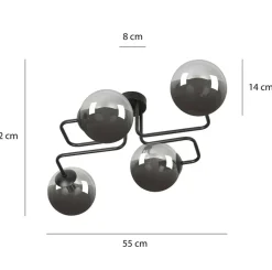 Sklep Kaja Lampa sufitowa z grafitowymi kulistymi kloszami 832/4 | Kaja Fashion