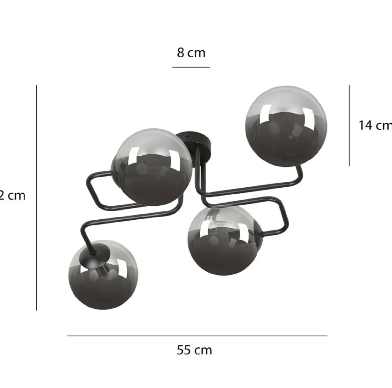 Sklep Kaja Lampa sufitowa z grafitowymi kulistymi kloszami 832/4 | Kaja Fashion