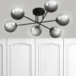 Sklep Kaja Lampa sufitowa z kulistymi grafitowymi kloszami 832/6B | Kaja Cheap