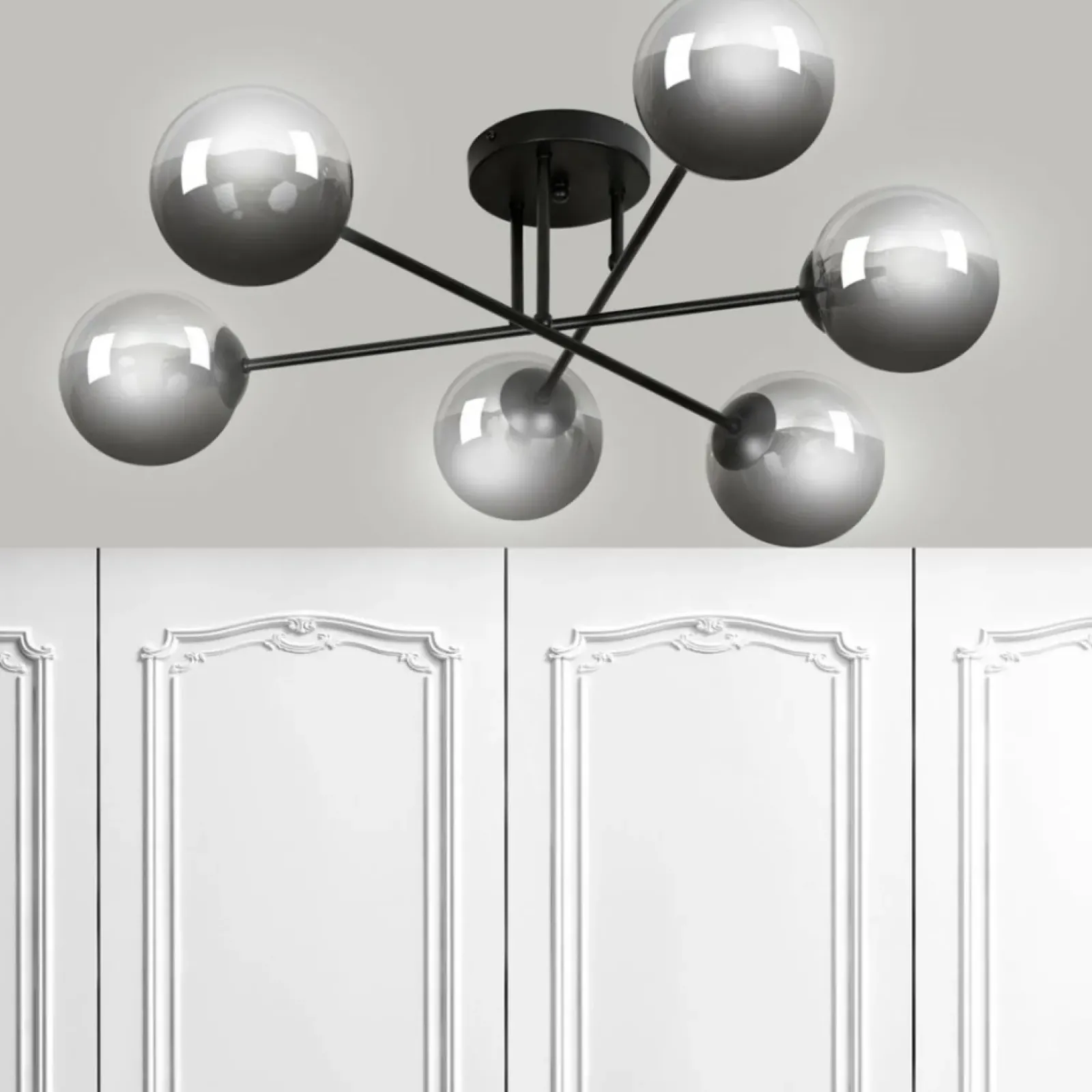 Sklep Kaja Lampa sufitowa z kulistymi grafitowymi kloszami 832/6B | Kaja Cheap