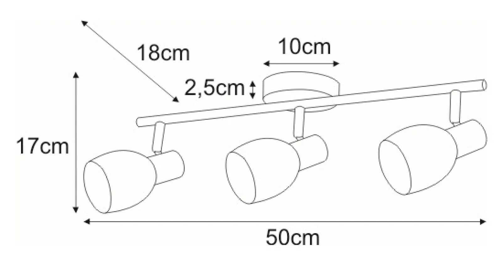 Sklep Kaja Lampa sufitowa z reflektorami na listwie K-8001/3 EMBO | Kaja* Reflektory Sufitowe Podłużne - Na Listwie