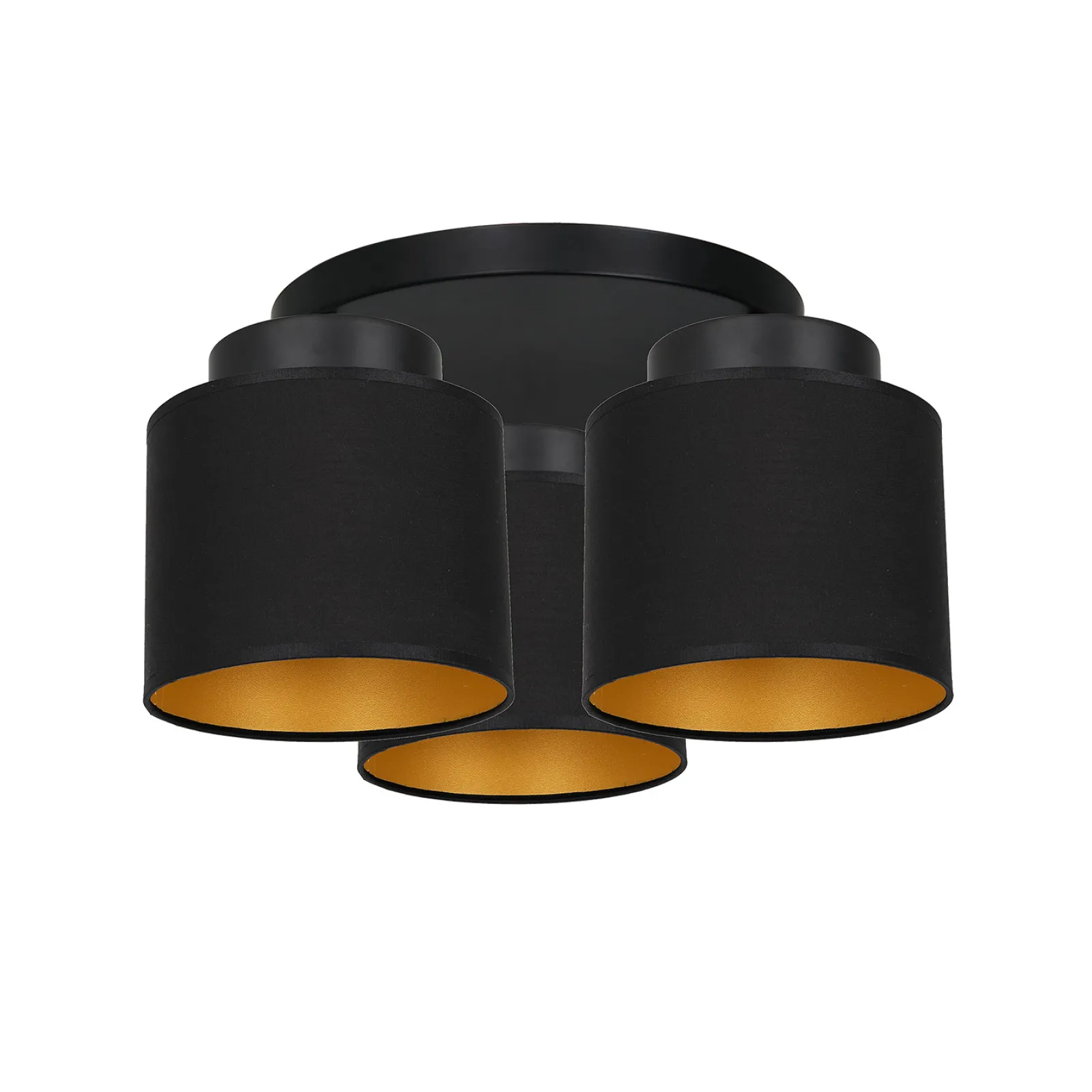 Sklep Kaja Lampa sufitowa z trzema czarno-złotymi abażurami LX 3179 z serii FRODI* Żyrandole Z Abażurem