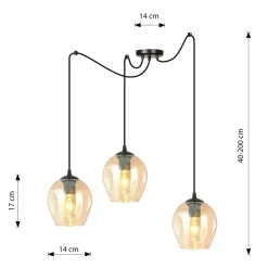 Sklep Kaja Lampa typu pająk z bursztynowymi kloszami 758/3 LEVEL | Kaja Online