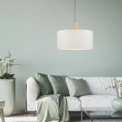 Sklep Kaja Lampa wisząca - połączenie drewna i abażura 15112-16 z serii LINEN biały Clearance