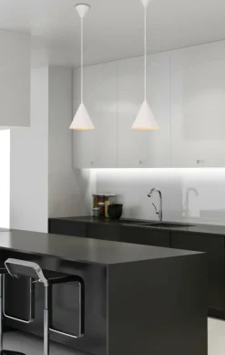 Sklep Kaja Lampa wisząca biała klosz stożek LEDEA 50101178 VOSS | Kaja Discount