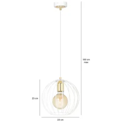 Sklep Kaja Lampa wisząca biała oprawa i druciany klosz 145/1 | Kaja Oświetlenie Best