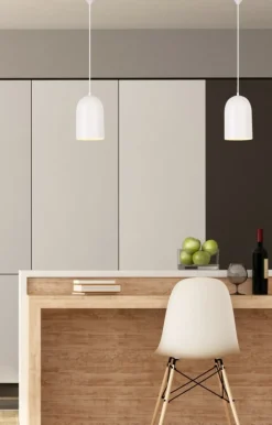 Sklep Kaja Lampa wisząca biała z wąskim kloszem LEDEA 50101184 OSS | Kaja Fashion