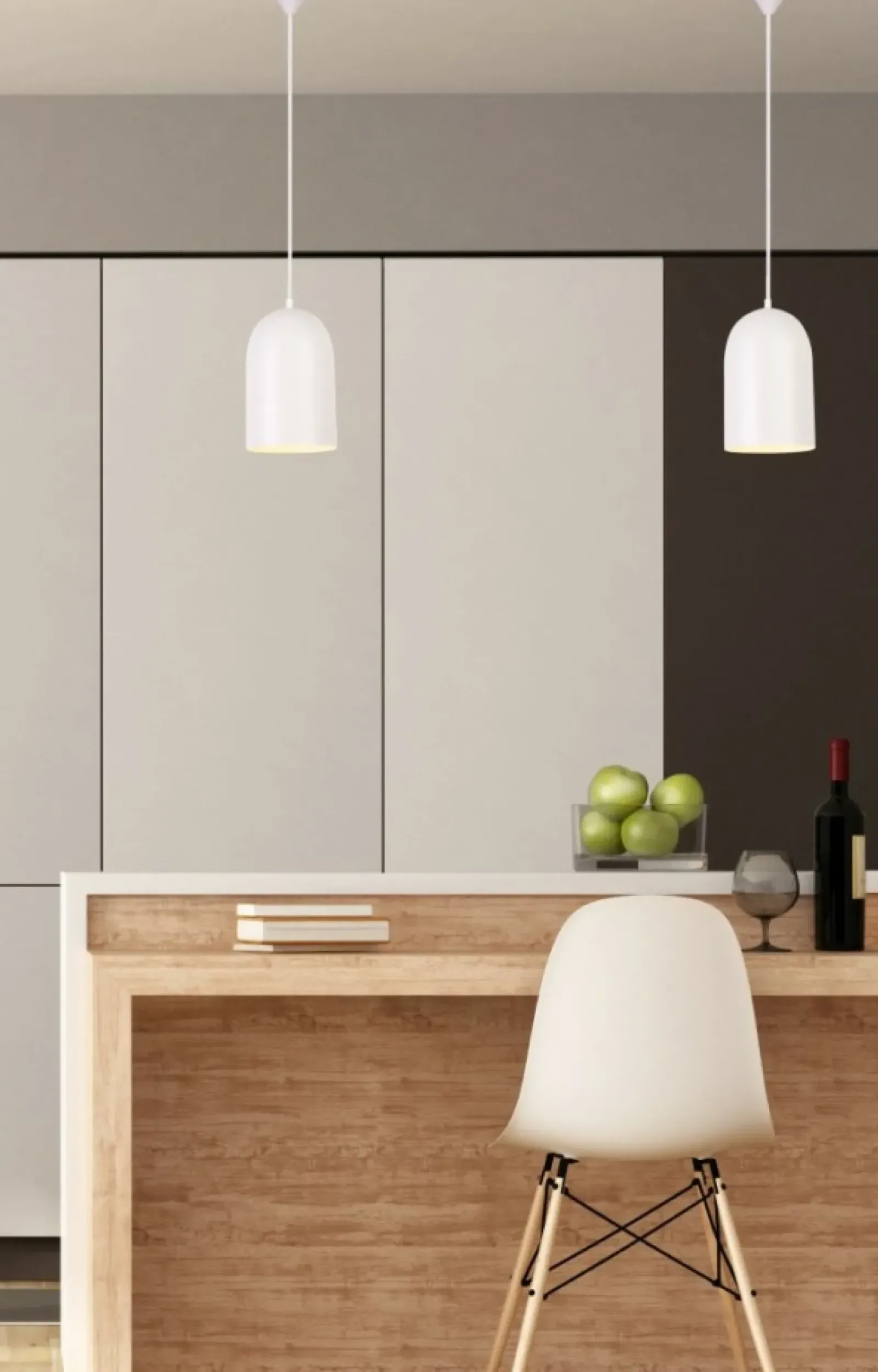 Sklep Kaja Lampa wisząca biała z wąskim kloszem LEDEA 50101184 OSS | Kaja Fashion