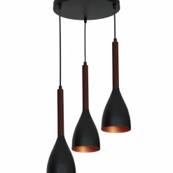 Sklep Kaja Lampa wisząca czarno-złota, z ciemnym drewnem LX 9017 z serii MUZA Hot