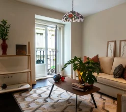 Sklep Kaja Lampa wisząca, dekoracyjny witraż z różyczkami K-P16835 z serii ROSE* Randole Tradycyjne|Żyrandole Tradycyjne - Retro