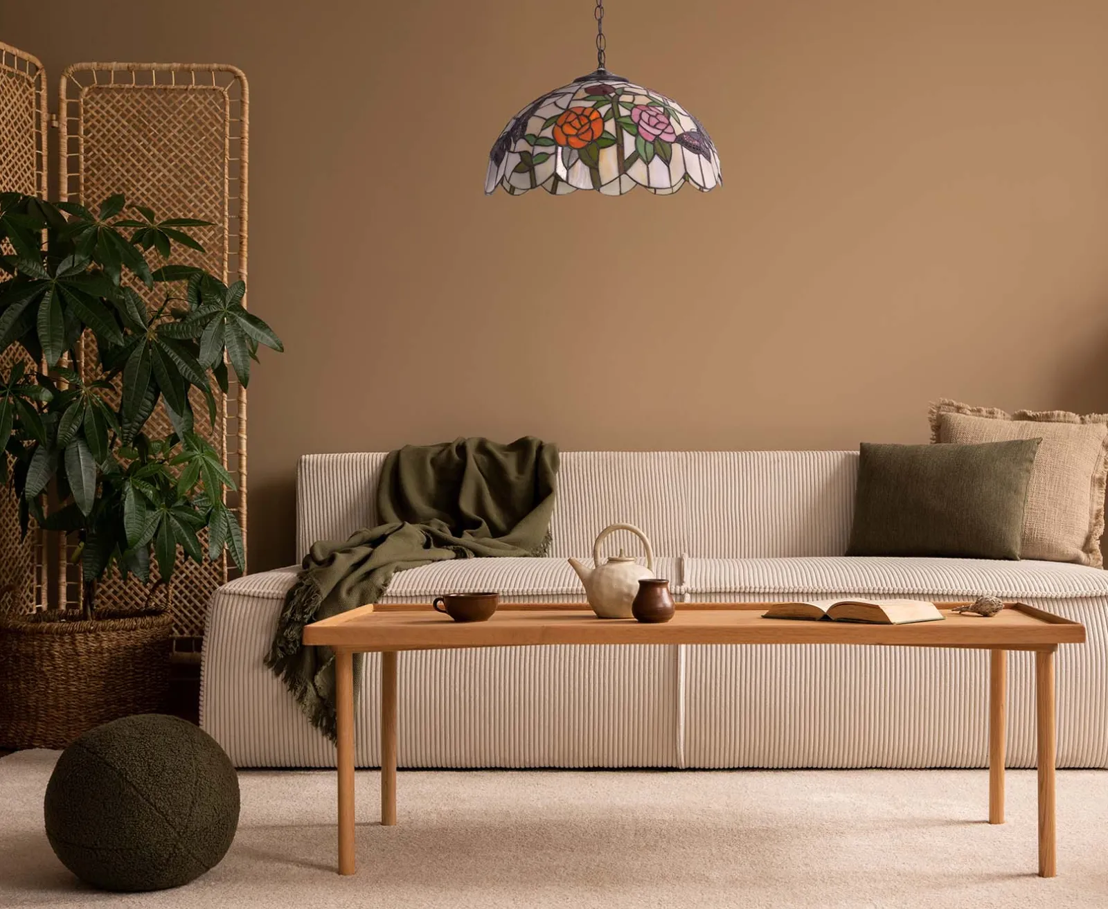 Sklep Kaja Lampa wisząca, dekoracyjny witraż z różyczkami K-P16835 z serii ROSE* Randole Tradycyjne|Żyrandole Tradycyjne - Retro