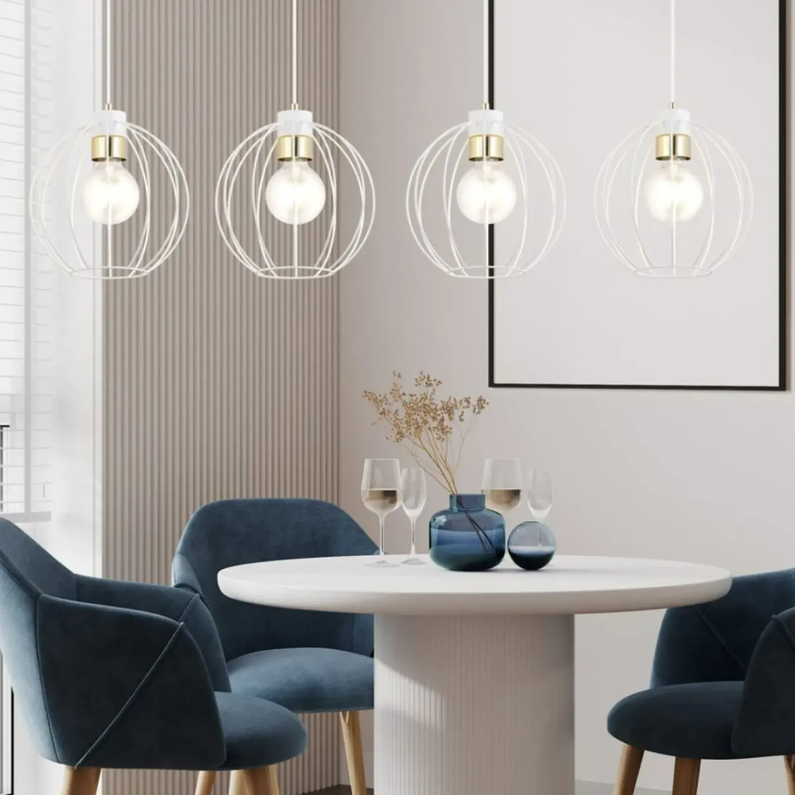 Sklep Kaja Lampa wisząca do nowoczesnego wnętrza - biały drut 1223/4 z serii GINO Clearance