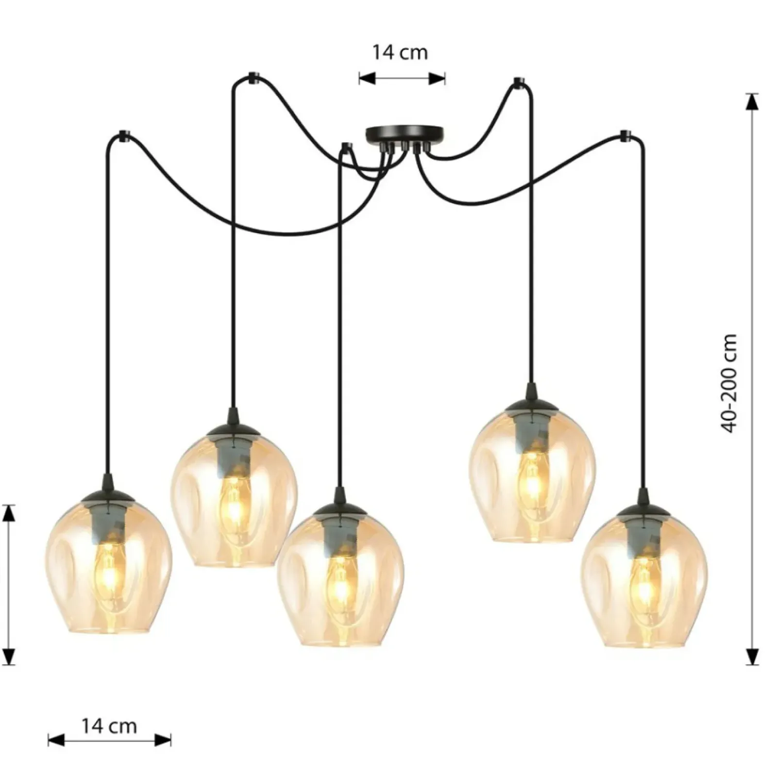 Sklep Kaja Lampa wisząca do podwieszania, bursztynowe klosze 758/5 LEVEL | Kaja Outlet