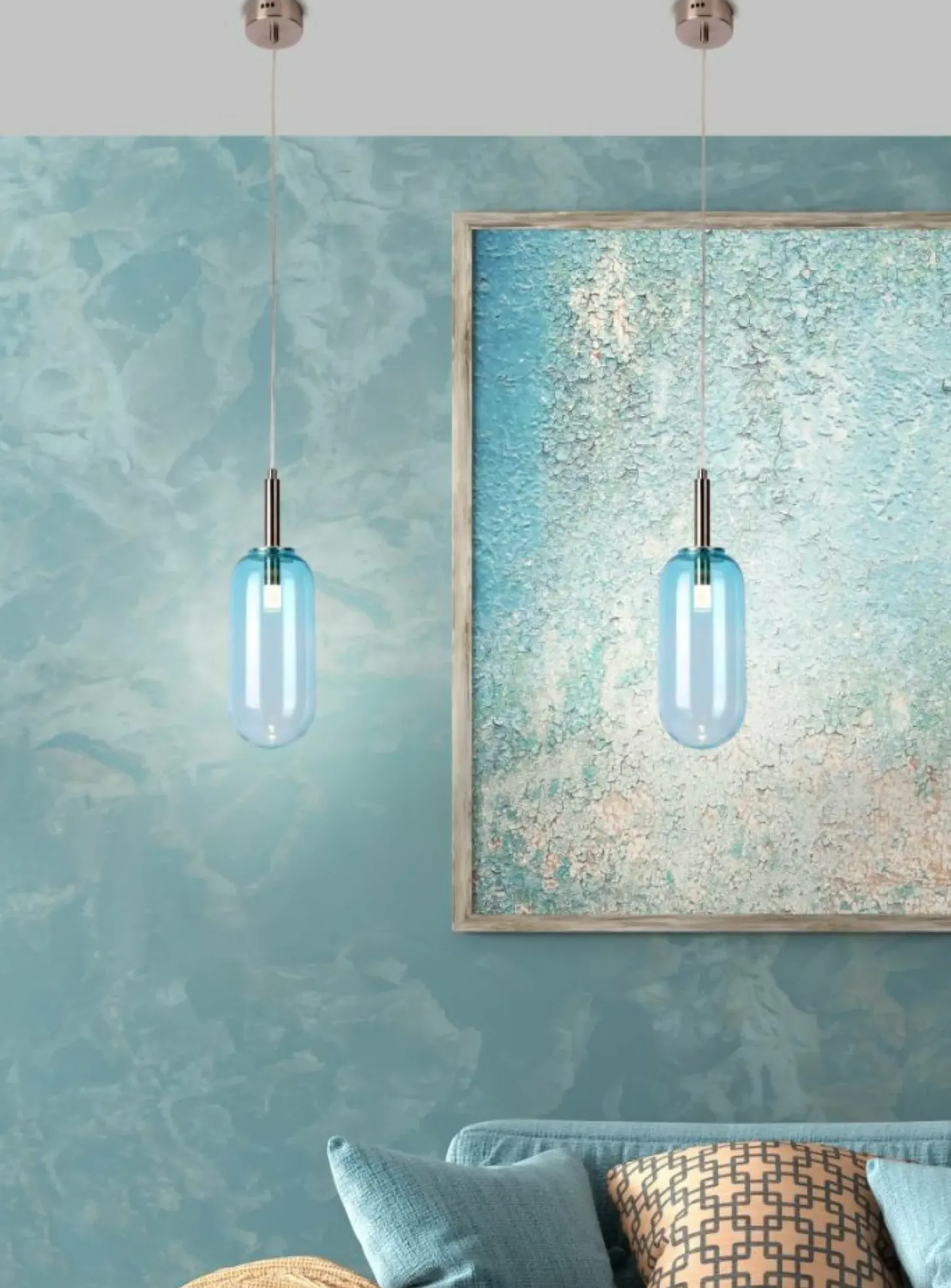 Sklep Kaja Lampa wisząca LED niebieski klosz LEDEA 50133213 FIUGGI | Kaja Flash Sale