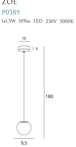 Sklep Kaja Lampa wisząca LED z okrągłym kloszem MX P0389 ZOE | Kaja Oświetlenie Outlet