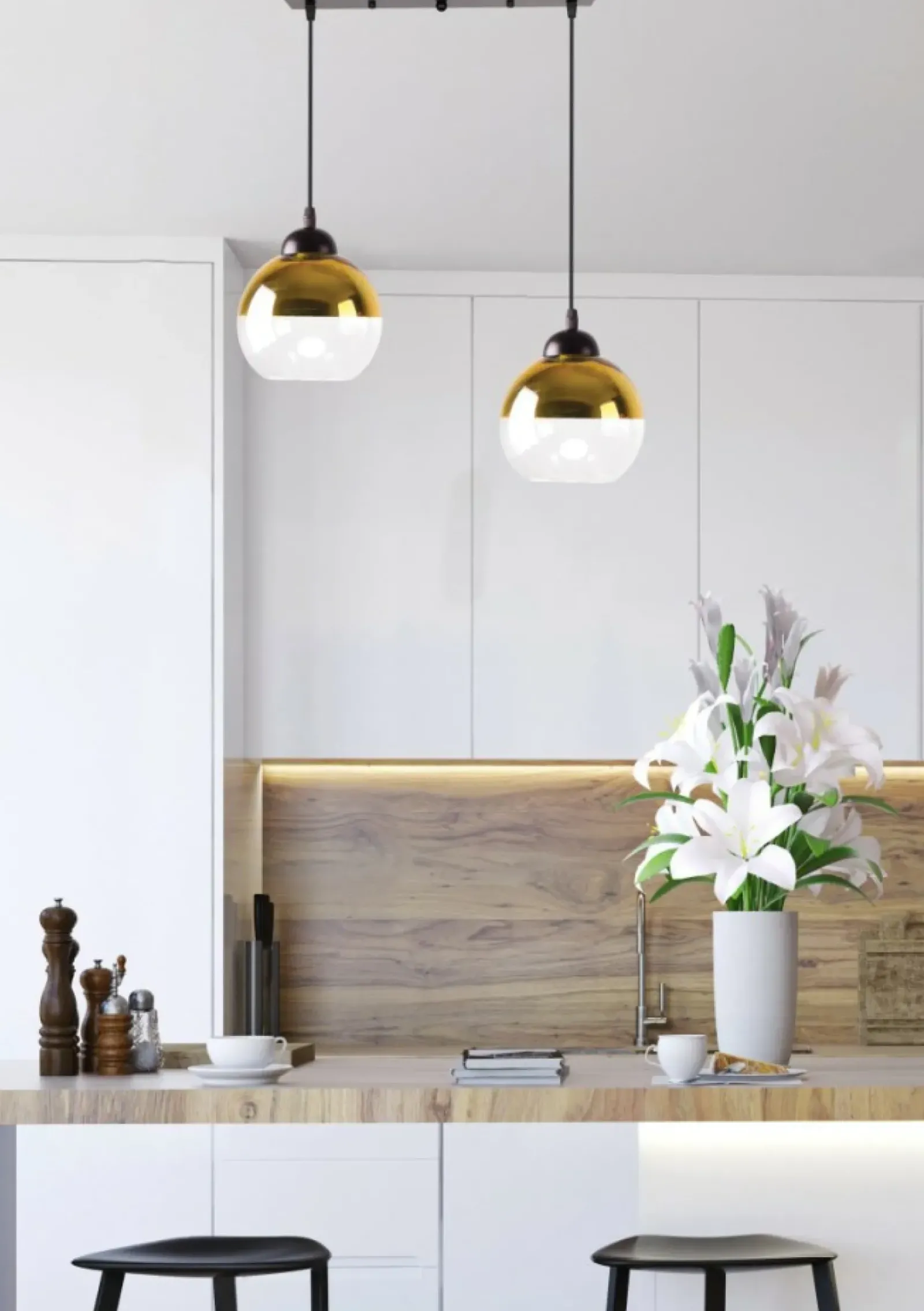 Sklep Kaja Lampa wisząca na czarnej listwie, dwa klosze 32-21229 z serii CONTESSA | Kaja Oś Shop