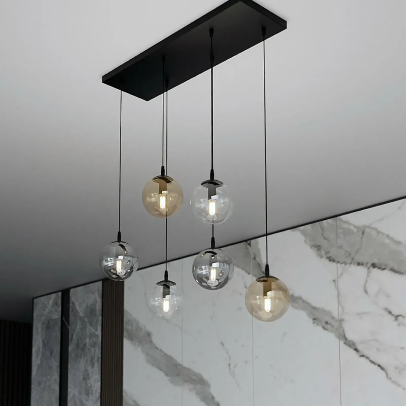 Sklep Kaja Lampa wisząca na listwie z kolorowymi kloszami 714/6M1 | Kaja Shop