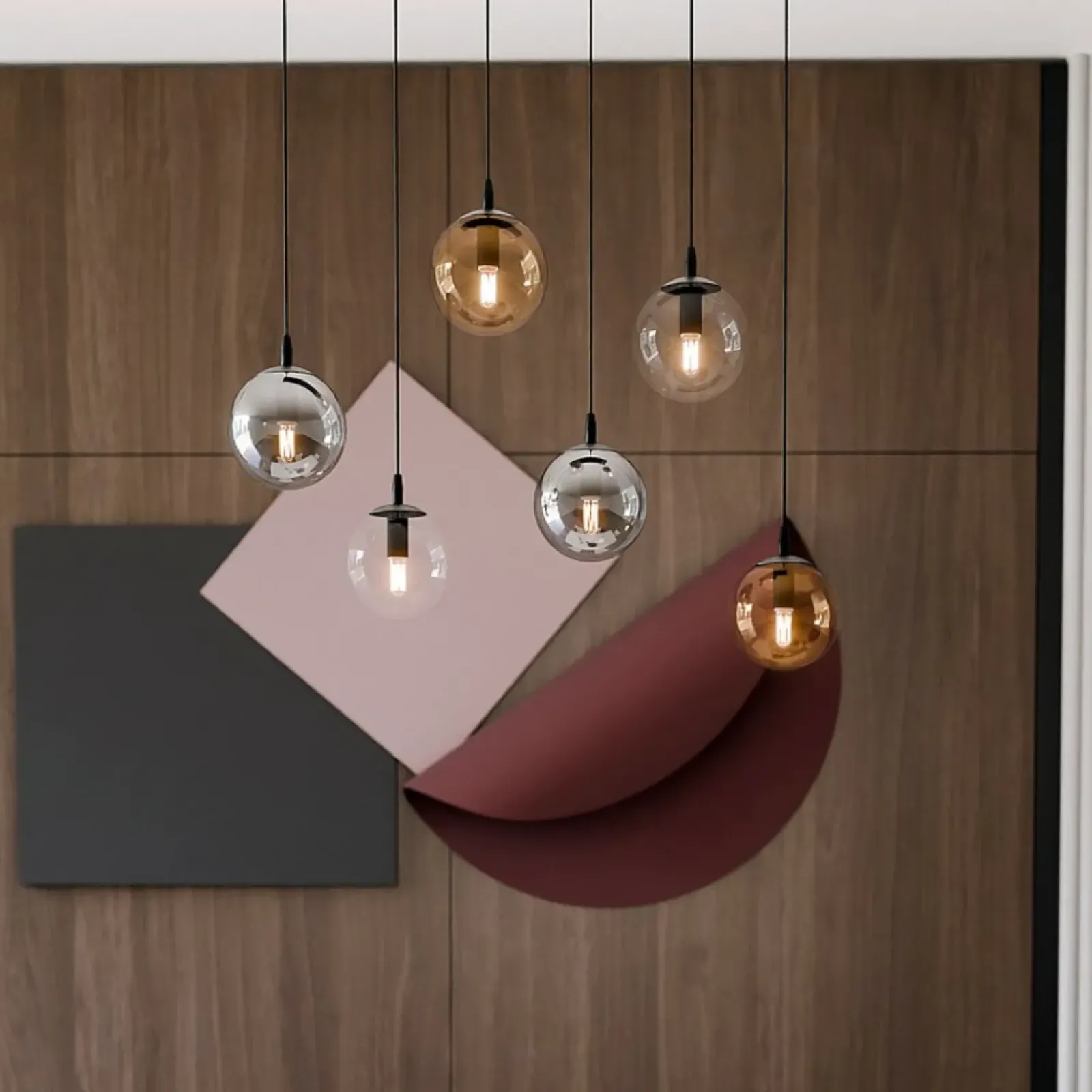 Sklep Kaja Lampa wisząca na listwie z kolorowymi kloszami 714/6M1 | Kaja Shop