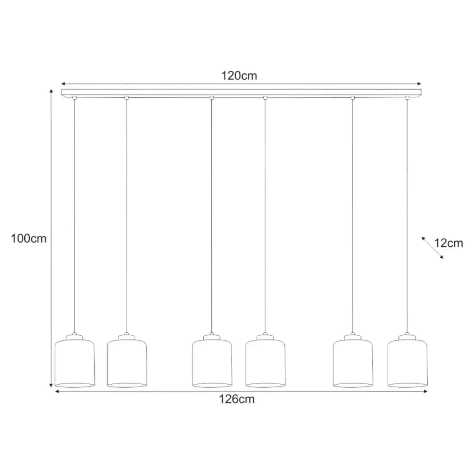 Sklep Kaja Lampa wisząca na listwie, z sześcioma kloszami K-5572 z serii SORO Outlet
