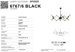 Sklep Kaja Lampa wisząca na ozdobne żarówki 6767/6 BLACK SPIDER | Kaja Discount