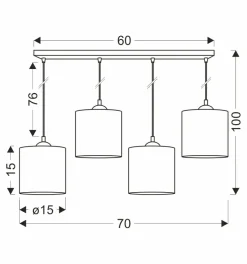 Sklep Kaja Lampa wisząca nad szeroki stół w salonie 34-18366 LEGNO | Kaja Outlet