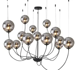 Sklep Kaja Lampa wisząca pająk na antresolę, ciemne klosze AZ2908 CONFLUX | Kaja chrom Fashion