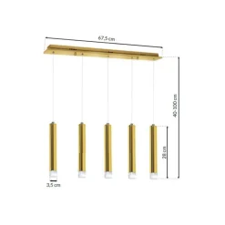 Sklep Kaja Lampa wisząca, pięć tub, oświetlenie ledowe ML5715 z serii GOLDIE | Kaja Oświetl złoty Best