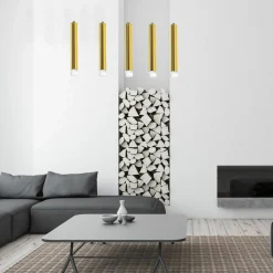 Sklep Kaja Lampa wisząca, pięć tub, oświetlenie ledowe ML5715 z serii GOLDIE | Kaja Oświetl złoty Best