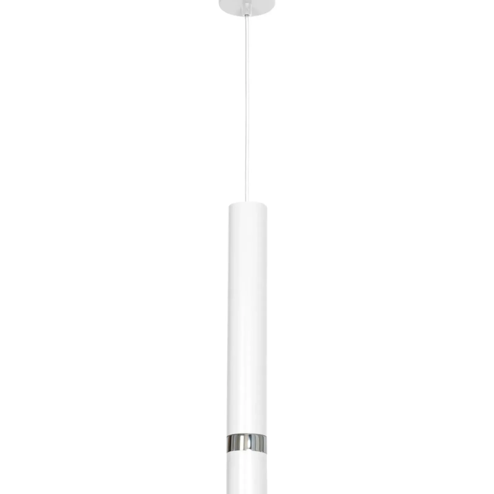 Sklep Kaja Lampa wisząca, pojedyncza tuba, biało-srebrna LX 9489 z serii RENO Shop