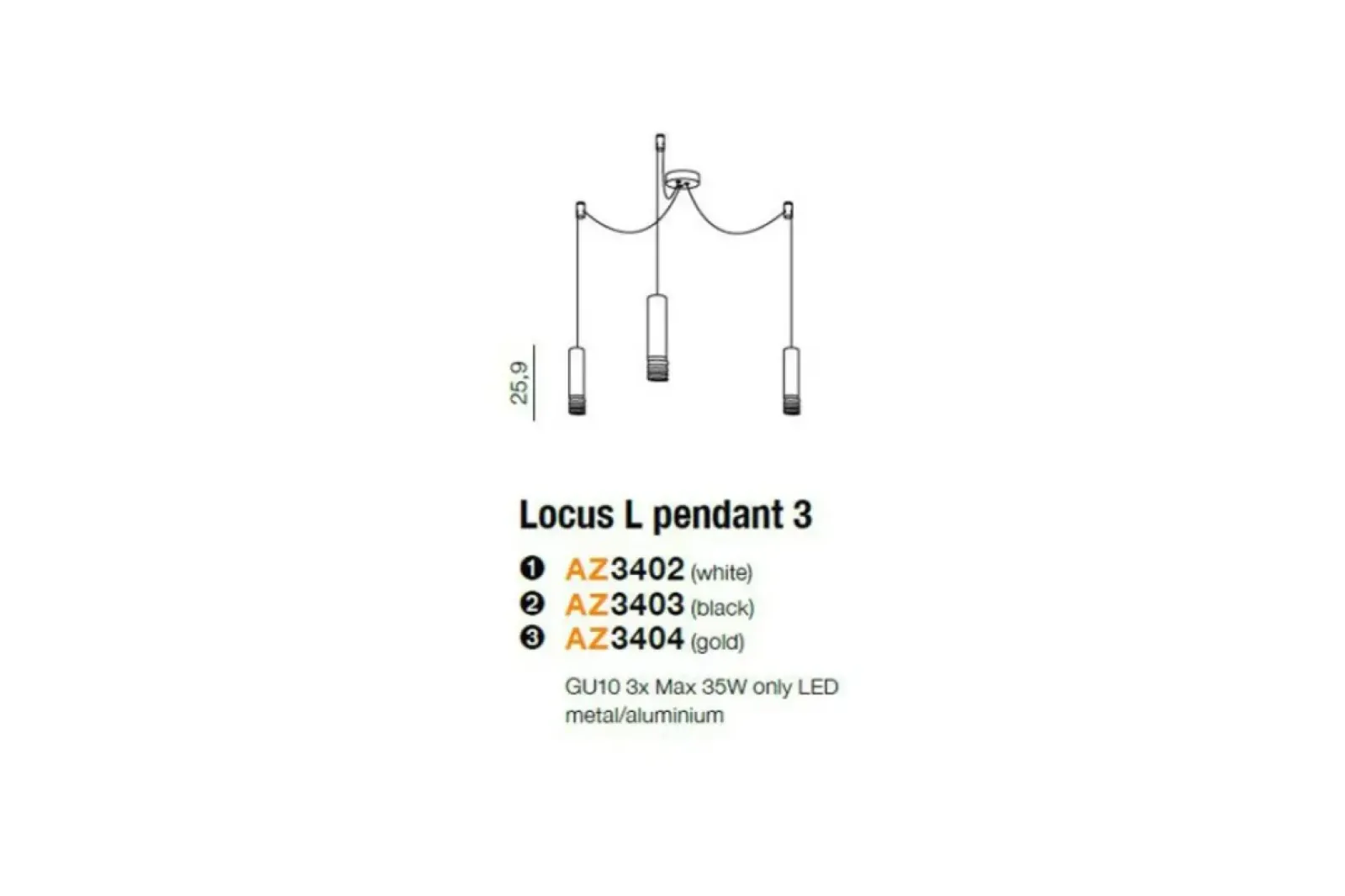 Sklep Kaja Lampa wisząca potrójny pająk złote tuby AZ3404 LOCUS | Kaja szampański Store