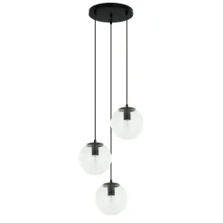 Sklep Kaja Lampa wisząca, przezroczyste klosze PND-58867-3S-BK z serii SARPO Flash Sale