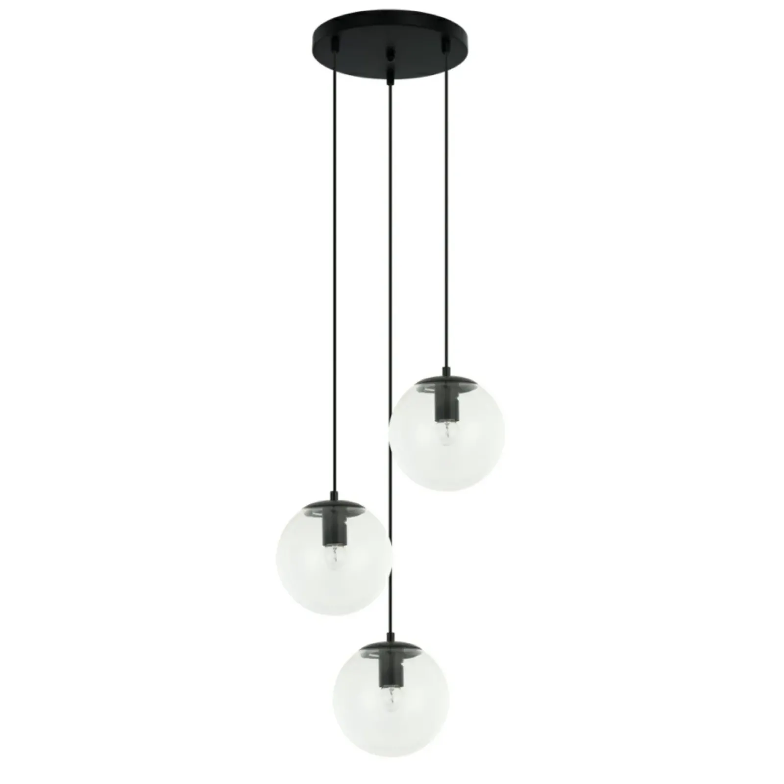 Sklep Kaja Lampa wisząca, przezroczyste klosze PND-58867-3S-BK z serii SARPO Flash Sale