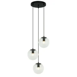 Sklep Kaja Lampa wisząca, przezroczyste klosze PND-58867-3S-BK z serii SARPO Flash Sale