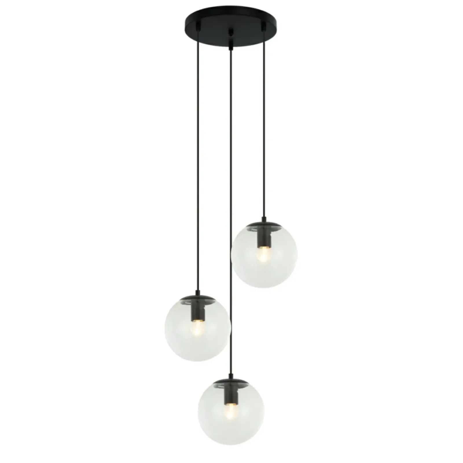 Sklep Kaja Lampa wisząca, przezroczyste klosze PND-58867-3S-BK z serii SARPO Flash Sale