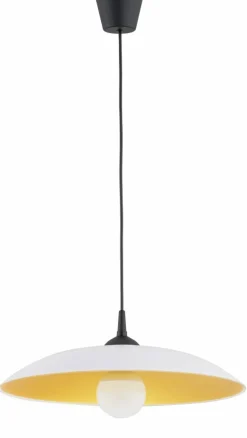 Sklep Kaja Lampa wisząca retro z biało-żółtym kloszem AL 61191 BETULA | Kaja Fashion