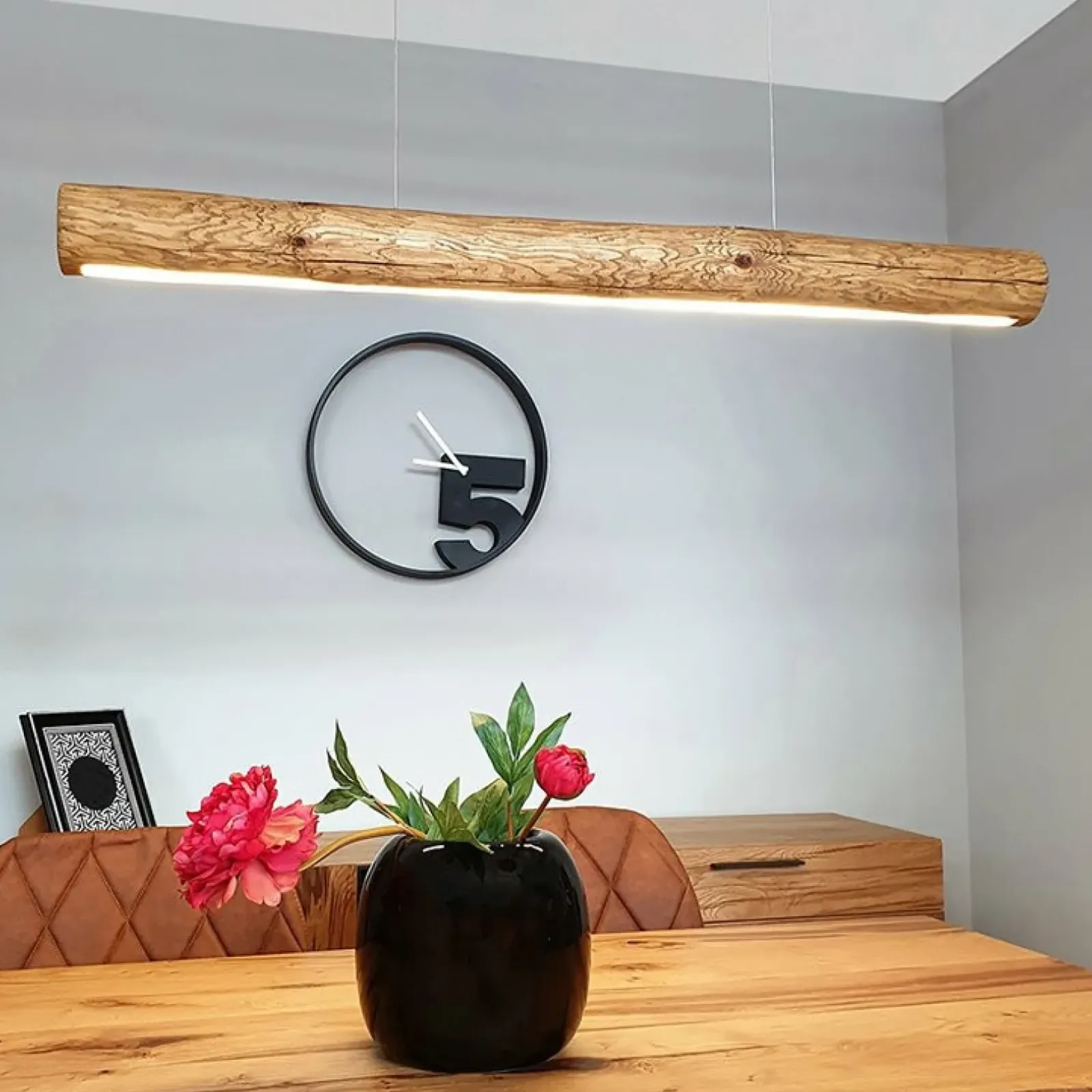 Sklep Kaja Lampa wisząca szeroka drewniana LED 115cm 69680104 LUCAS | Kaja Best